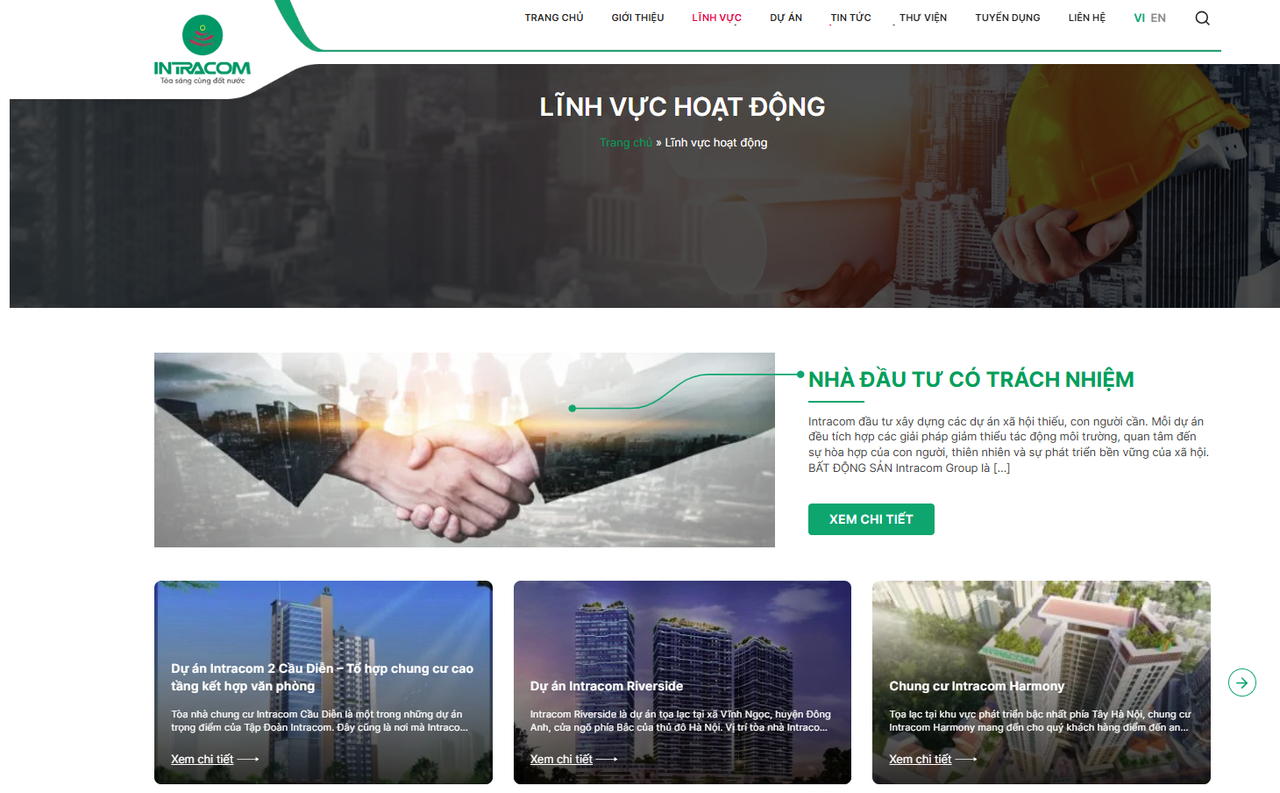 Ảnh chụp màn hình Website của Intracom.