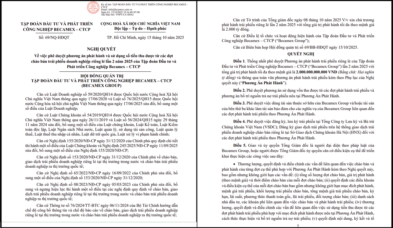 Kế hoạch phát hành 2.000 tỷ đồng trái phiếu của BCM.