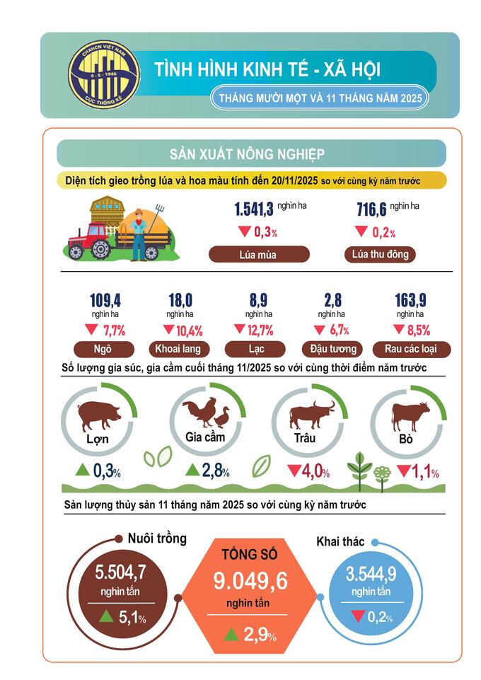 Tình hình kinh tế - xã hội 11 tháng