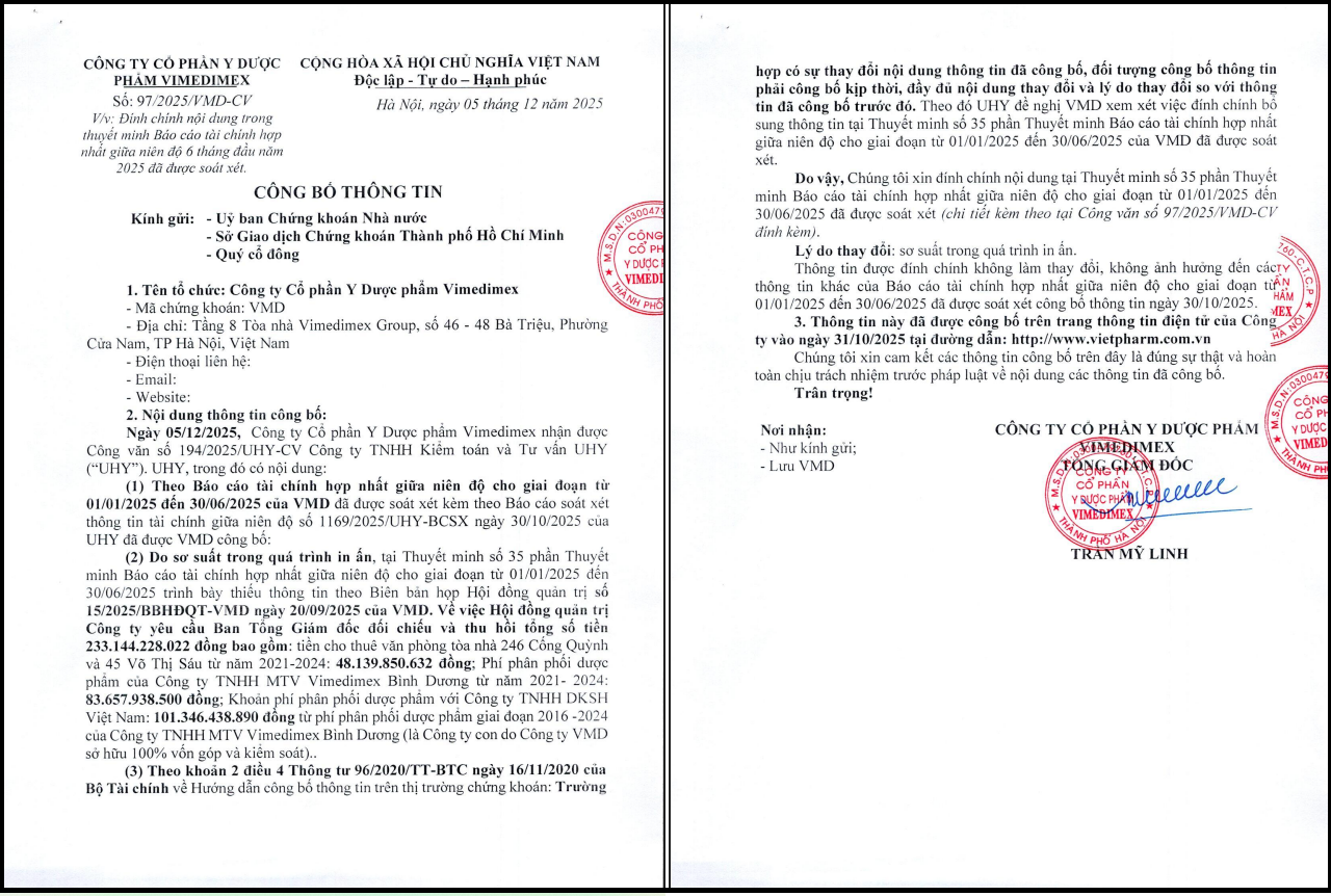 Thông tin được VMD công bố.