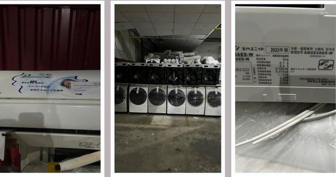 Phát hiện kho máy giặt, điều hòa không khí thuộc diện cấm nhập khẩu