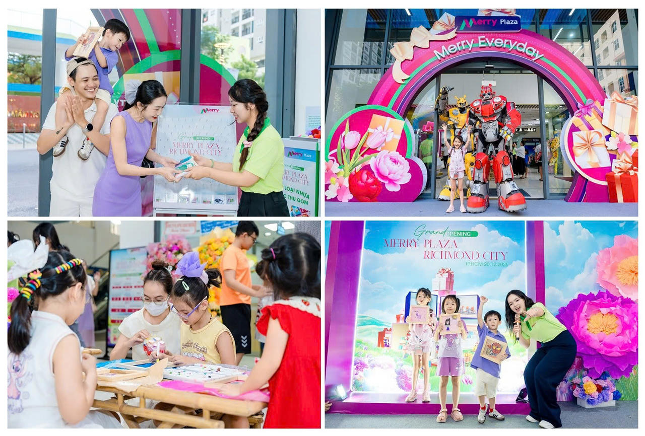 Tưng bừng hoạt động thu hút đông đảo khách ghé thăm: workshop tái chế, nghệ thuật và check-in cùng mascot tại sự kiện khai trương Merry Plaza Richmond City