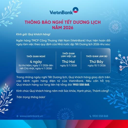 Lịch nghỉ Tết Dương lịch 2026 của chứng khoán, ngân hàng - ảnh 7