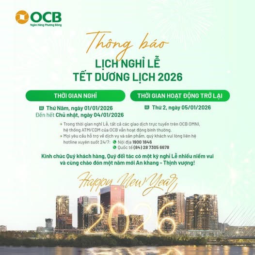 Lịch nghỉ Tết Dương lịch 2026 của chứng khoán, ngân hàng - ảnh 9
