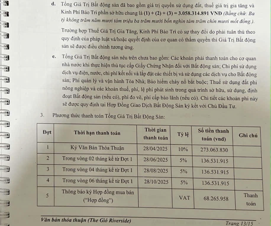 Dự án&nbsp;The Gió Riverside hiện đang giao dịch với khách hàng bằng hình thức ký kết Văn bản Thỏa thuận
