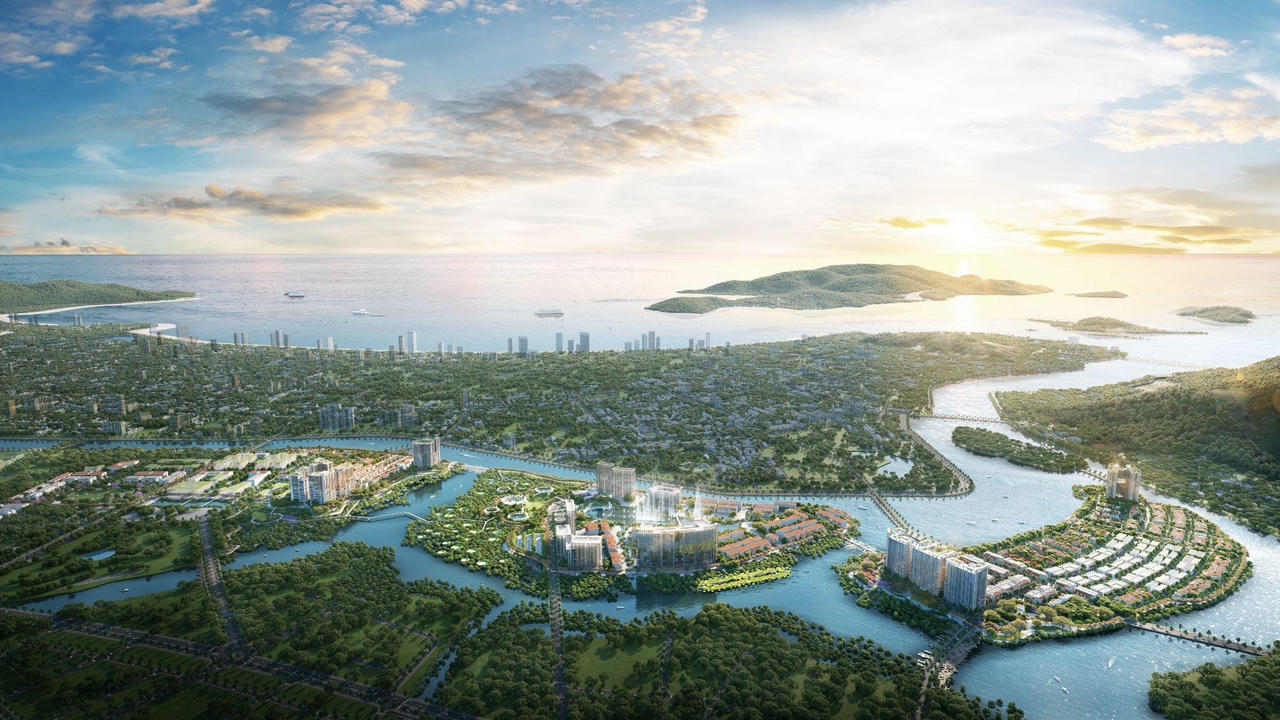 Dự án Charmora City quy mô 227ha được tổ chức thành ba đảo chức năng - hành chính, vui chơi giải trí, an cư.