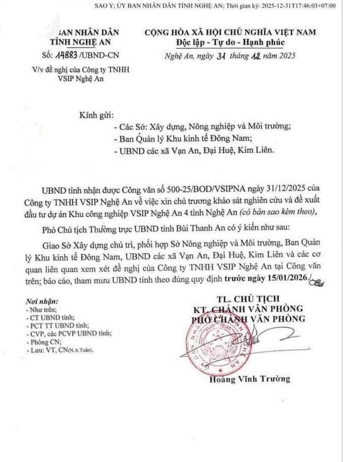 Lãnh đạo Nghệ An nói gì về VSIP Nghệ An 4?