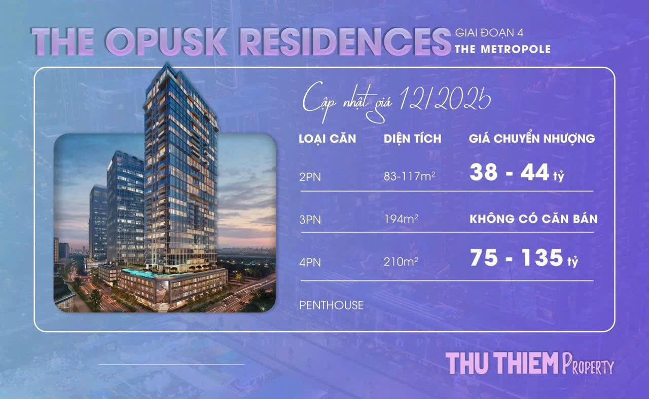 Môi giới chia sẻ thông tin về việc dự án&nbsp;The Metropole Thủ Thiêm có mức giá chuyển nhượng thuộc Top cao nhất thị trường, có căn gần 600 triệu đồng/m2