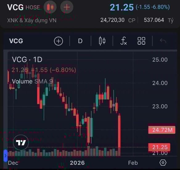 Vinaconex lãi lớn, trúng thầu nghìn tỷ nhưng cổ phiếu VCG vẫn giảm kịch sàn