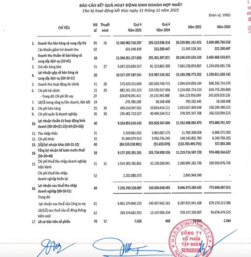 Sunshine Group tạo đột phá trong giai đoạn tái cấu trúc: Lợi nhuận 2025 vượt 11.200 tỷ, tổng tài sản gần 120.000 tỷ