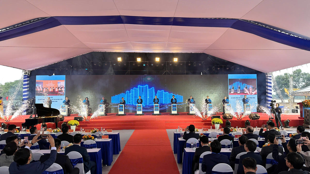 Tổng bí thư Tô Lâm dự lễ khởi công Khu đô thị Bắc Thăng Long Urban City do liên danh Handico - Sunshine Group - Thái Nam Land triển khai