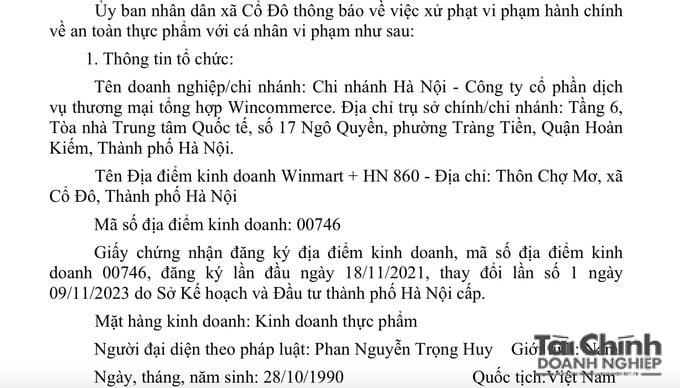 WinMart+ của WinCommerce bị phạt vì vi phạm an toàn thực phẩm