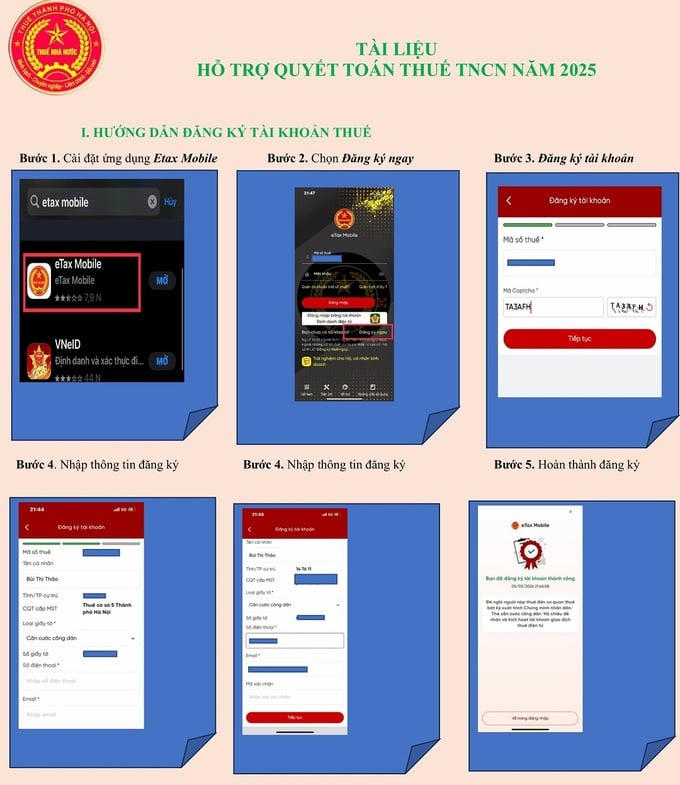 Hướng dẫn quyết toán thuế TNCN trên Etax Mobile