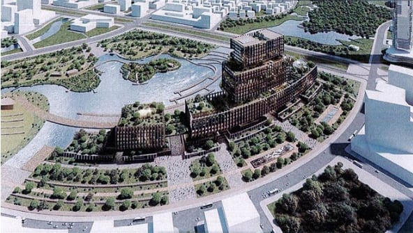 Phối cảnh không gian kiến trúc Trung tâm Chính trị - Hành chính Tp.HCM. Ảnh: Trung tâm nghiên cứu kiến trúc Tp.HCM.