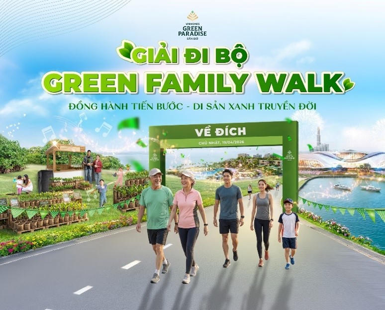 Giải đi bộ Green Family Walk sẽ chính thức diễn ra tại Vinhomes Green Paradise vào ngày 19/4