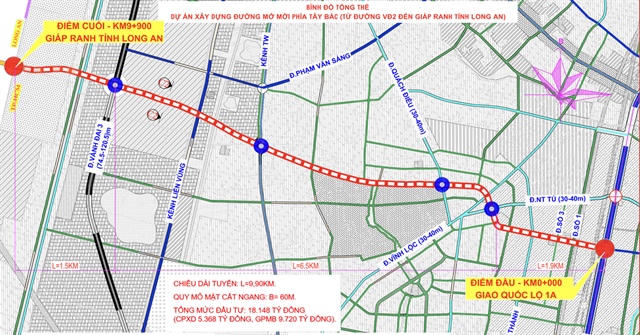 TP.HCM làm đường mở mới phía Tây Bắc dài khoảng 10 km, vốn hơn 17.200 tỉ đồng