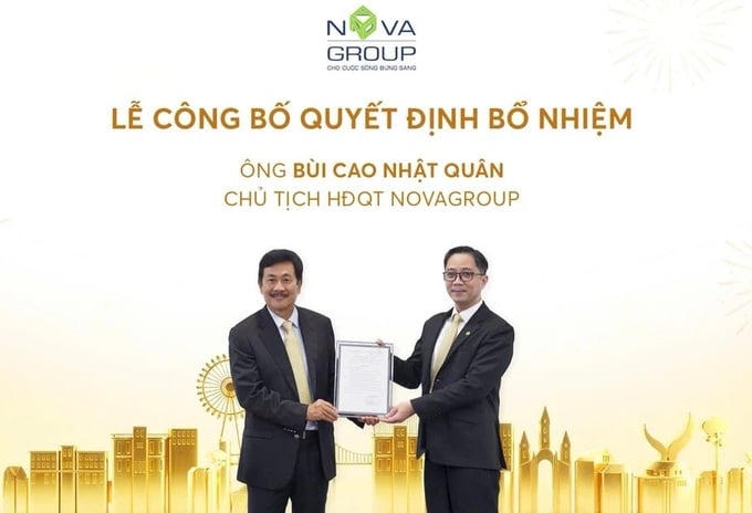 Ông Bùi Thành Nhơn nhường ghế Chủ tịch HĐQT NovaGroup cho con trai Bùi Cao Nhật Quân. Ảnh: NovaGroup.