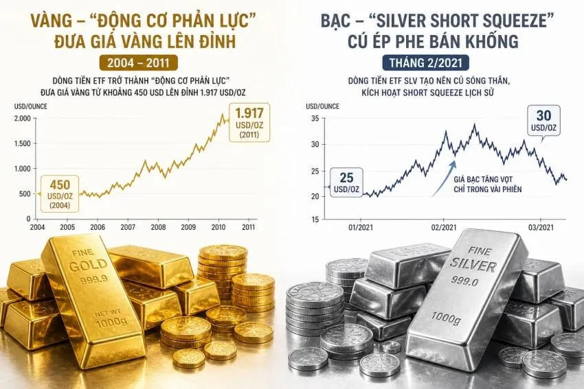 Dòng tiền ETF có thể khiến giá vàng và bạc biến động mạnh