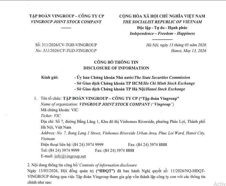Vingroup (VIC) lập thêm công ty mới trong lĩnh vực robot phẫu thuật
