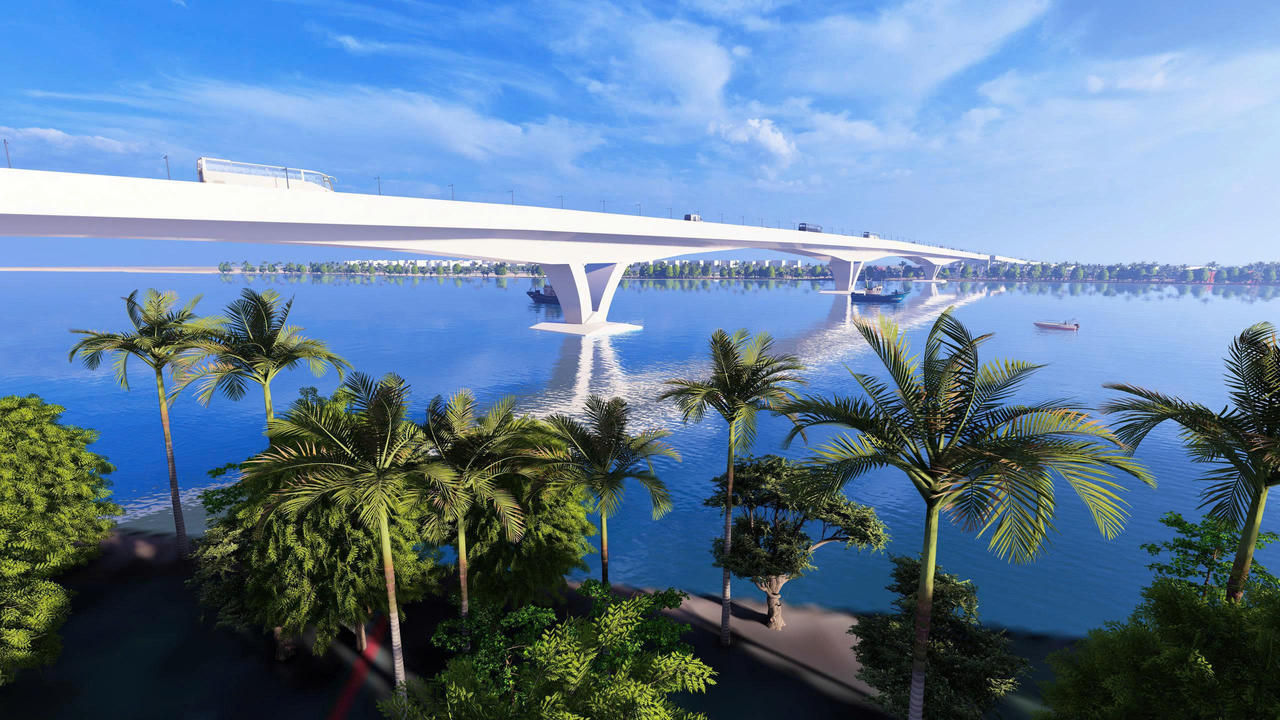 Phối cảnh cầu Mễ Sở thuộc tuyến Vành Đai 4 - Vùng Thủ đô Hà Nội do CC1 triển khai