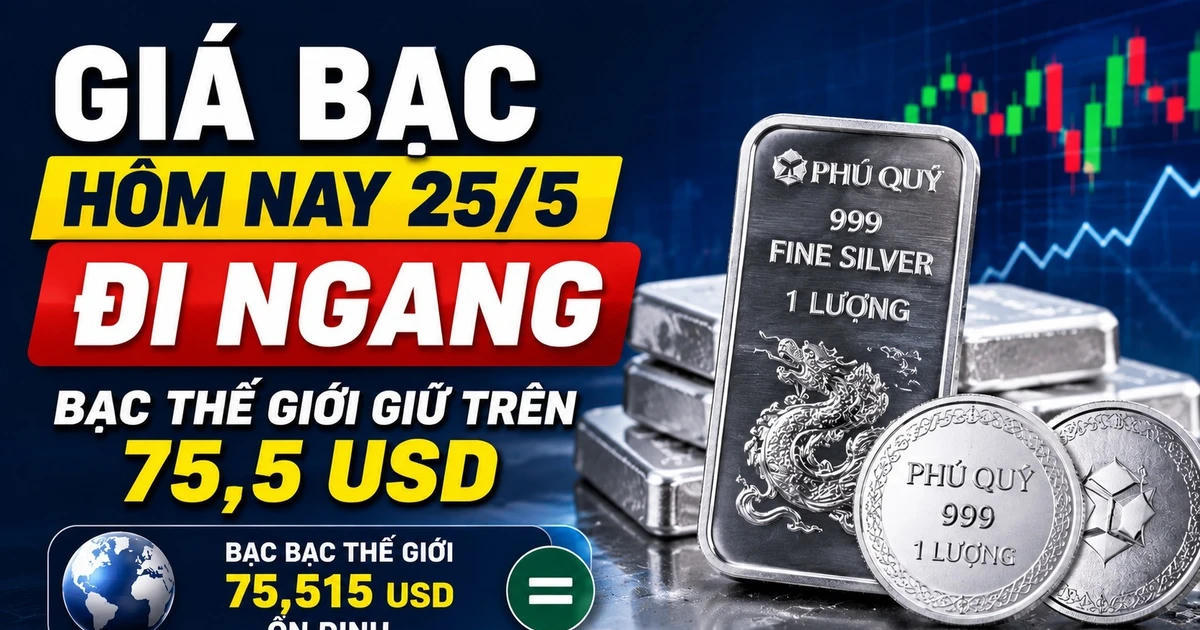Giá bạc hôm nay 25/5: Phú Quý đi ngang, thế giới quanh 75,5 USD