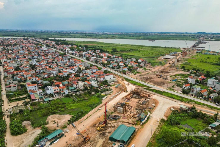 Tiến độ xây cầu Hồng Hà vượt sông Hồng