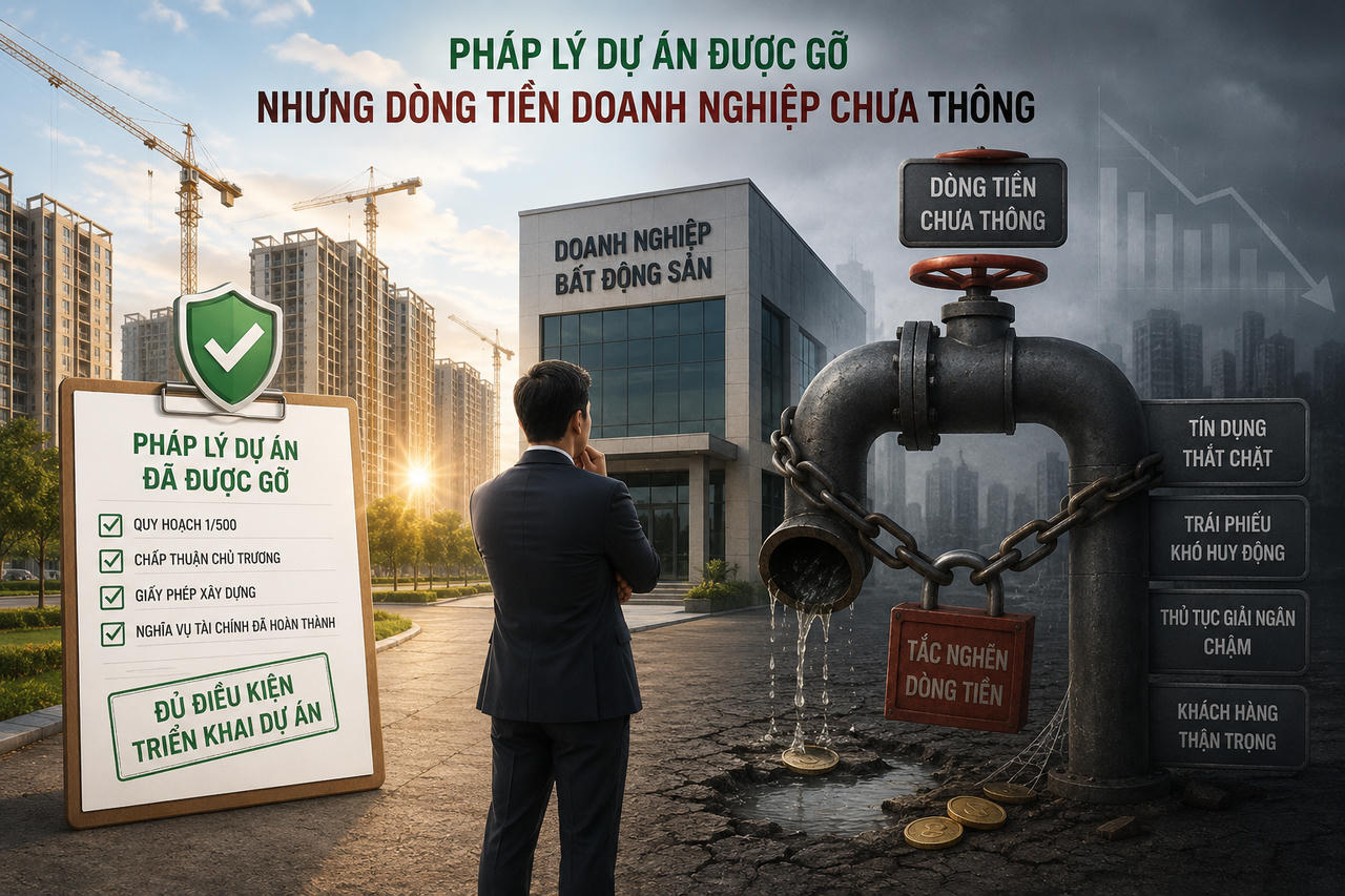 Doanh nghiệp địa ốc "tiến thoái lưỡng nan": Pháp lý gỡ nhưng tiền chưa thông
