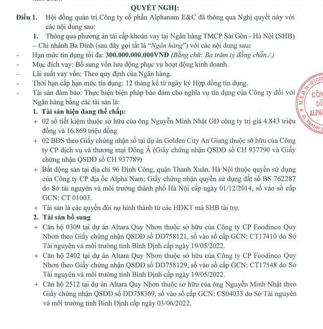 Hạn mức tín dụng tối đa của khoản vay này là 300 tỷ đồng (Nguồn: HNX)