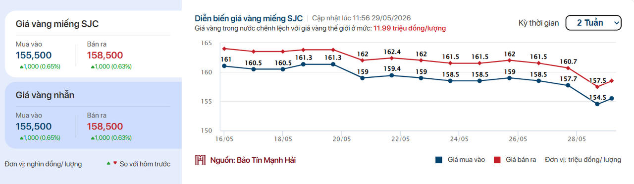 Giá vàng hôm nay (trưa ngày 29/5/2026): Bất ngờ hạ nhiệt sau cú tăng mạnh