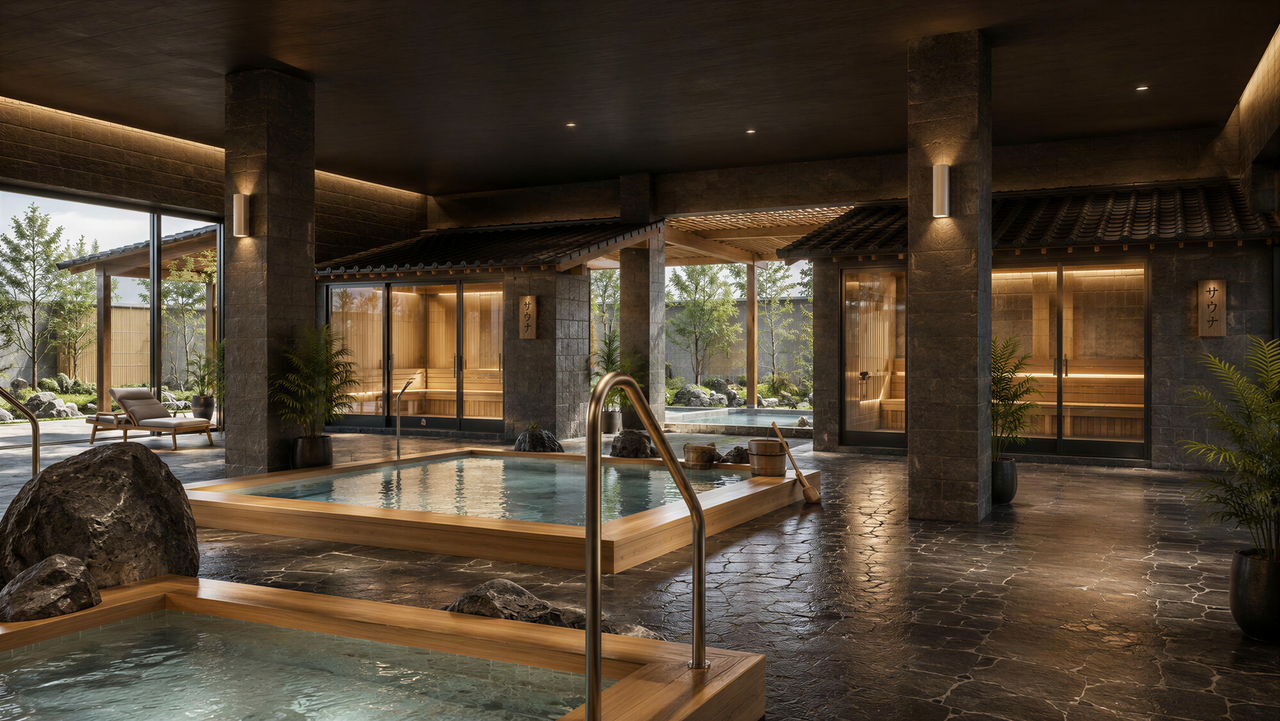 Không gian khoáng nóng onsen cao tầng – tiện ích lần đầu tiên xuất hiện tại Quảng Ninh. Ảnh minh họa. Sun Property.
