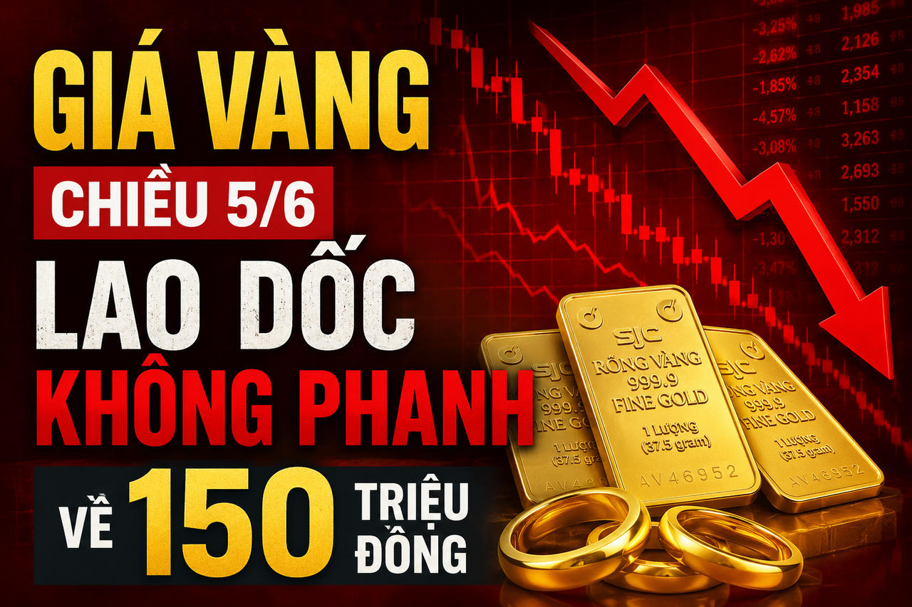Giá vàng chiều hôm nay 5/6 biến động mạnh: SJC rơi tự do, thủng 150 triệu đồng/lượng