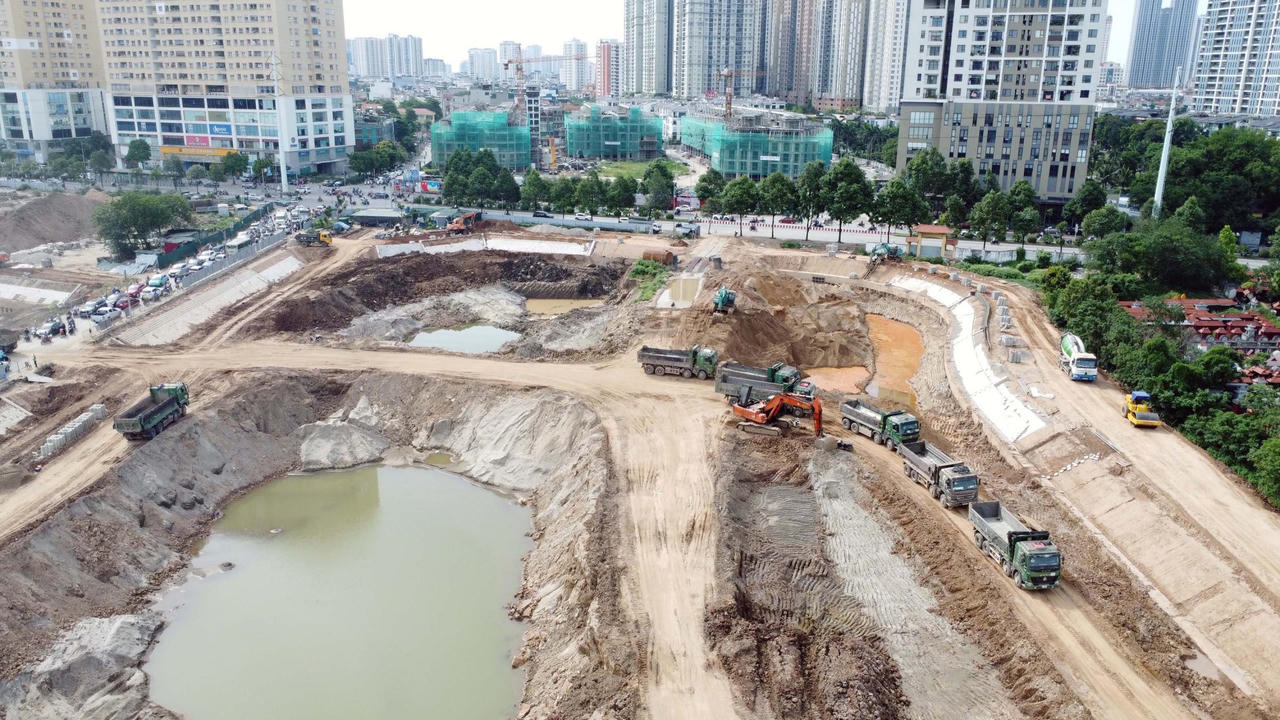 Ngắm toàn cảnh dự án Hồ điều hòa Mễ Trì (Đồng Bông 2) sắp hoàn thành