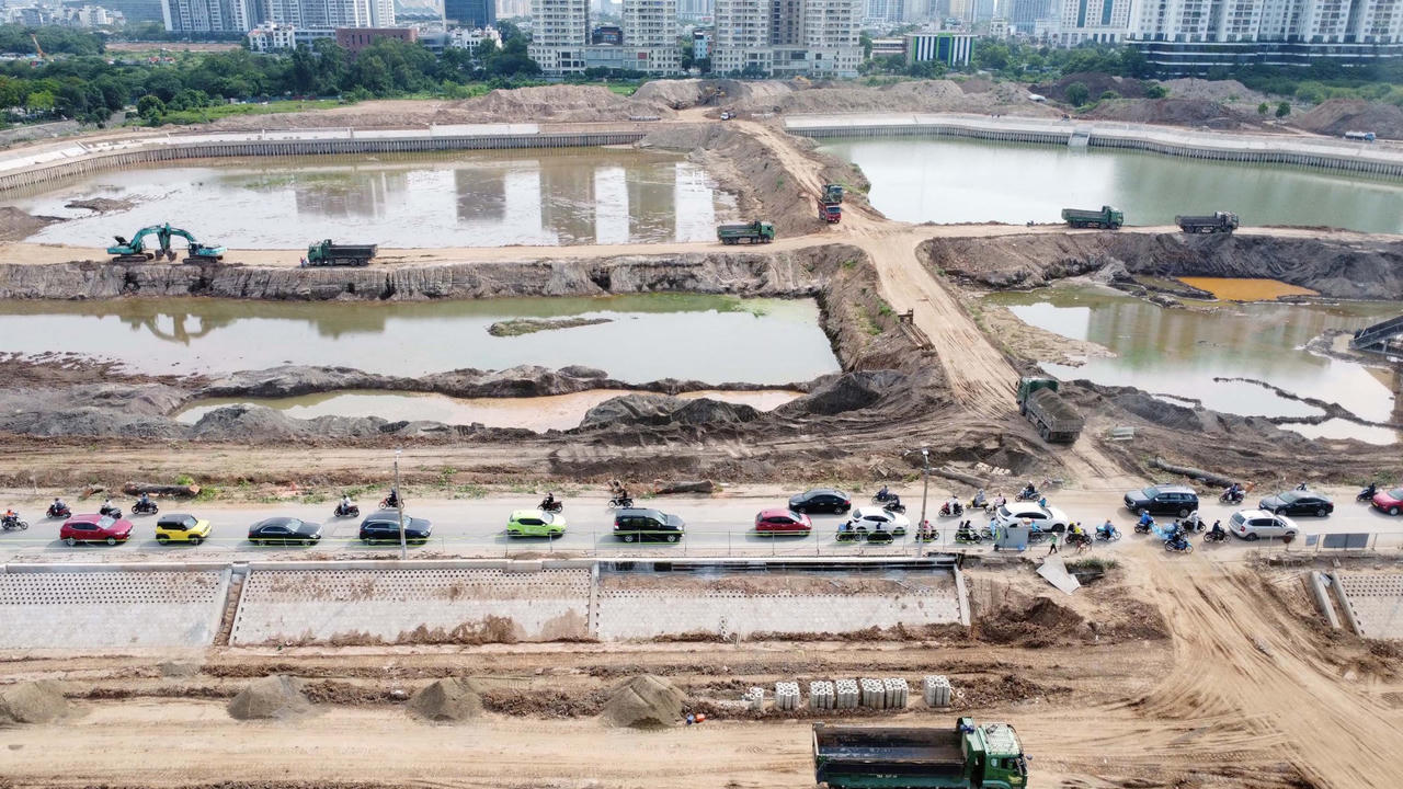Ngắm toàn cảnh dự án Hồ điều hòa Mễ Trì (Đồng Bông 2) sắp hoàn thành