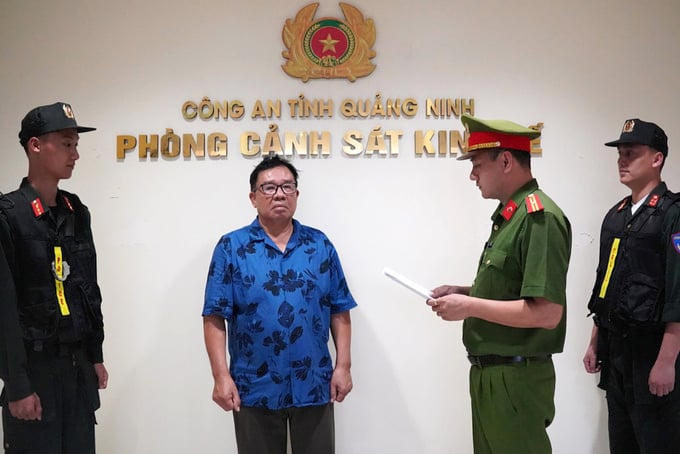 Khởi tố bị can đối với Vương Đức Lanh, Chủ tịch Hội đồng thành viên Công ty TNHH Việt Mỹ Hạ Long. Ảnh: Công an tỉnh Quảng Ninh