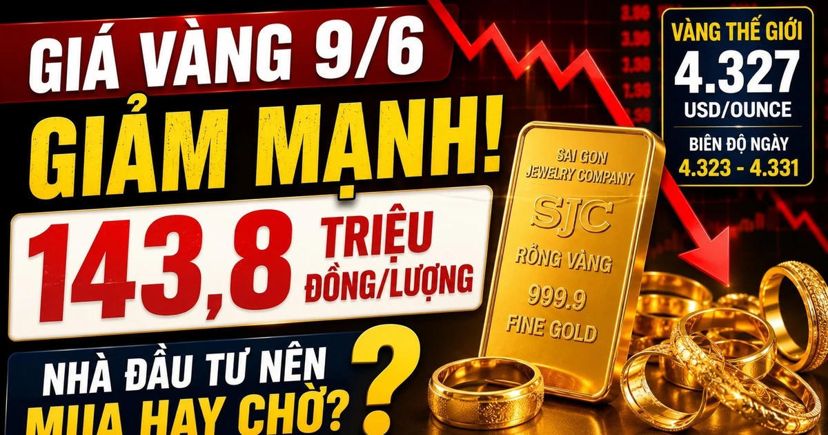 Chốt giá vàng hôm nay 9/6: Giao dịch 143,8 triệu đồng/lượng bán ra, chênh lệch 5 triệu đồng/lượng