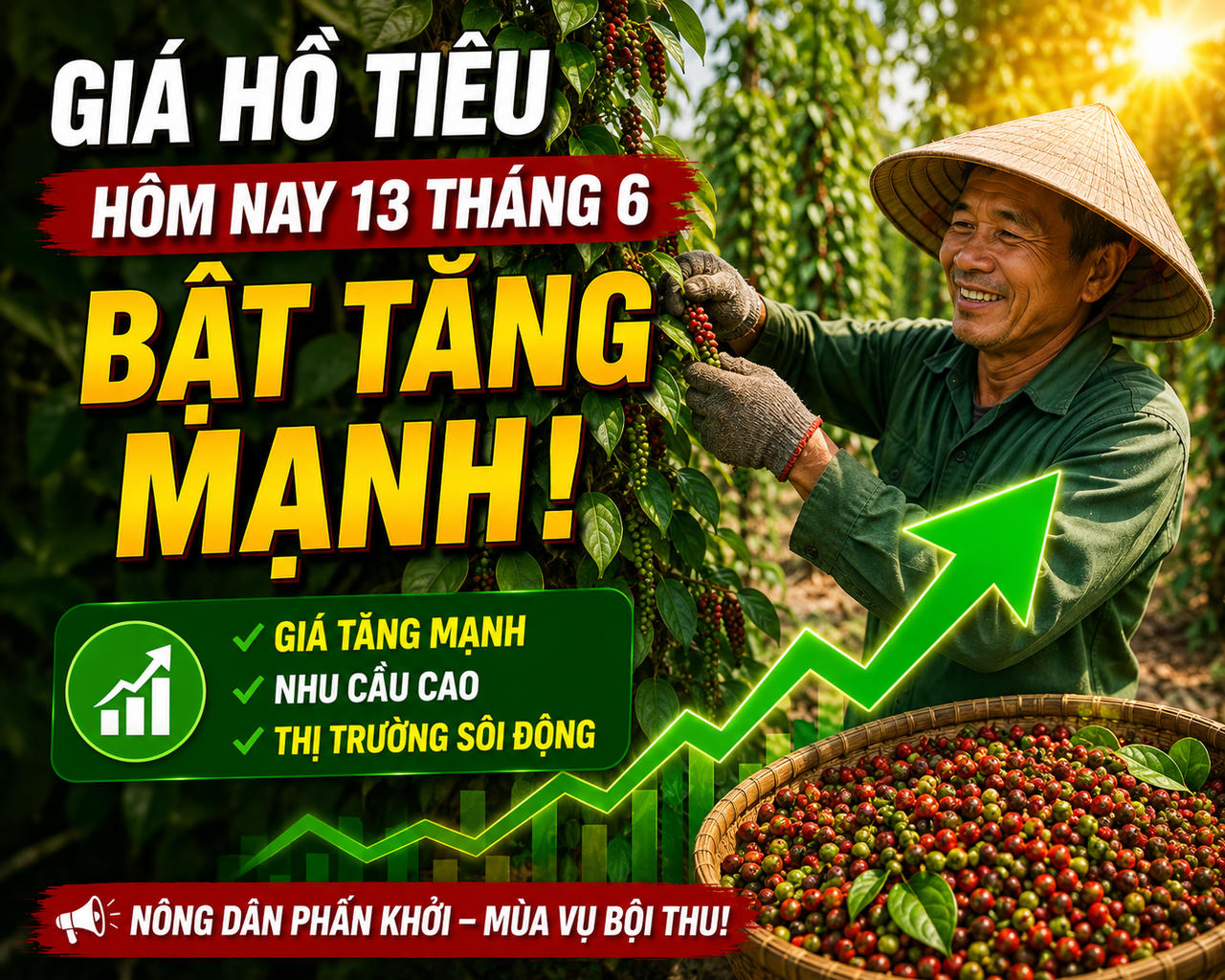 Chốt giá hồ tiêu hôm nay 13/6: Bật tăng mạnh, nông dân vui mừng