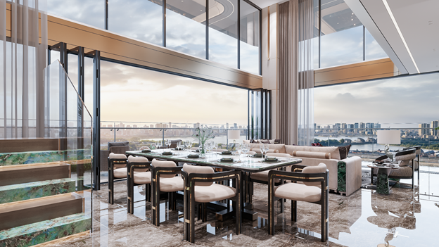 Sky Villa sở hữu bể bơi và vườn riêng với tầm nhìn thoáng rộng mang đến phút giây thư giãn dễ chịu