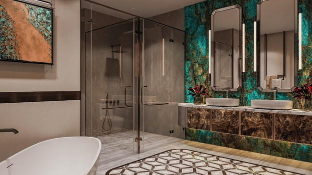 Phòng tắm thiết kế như một spa nghỉ dưỡng với những thiết bị Châu Âu