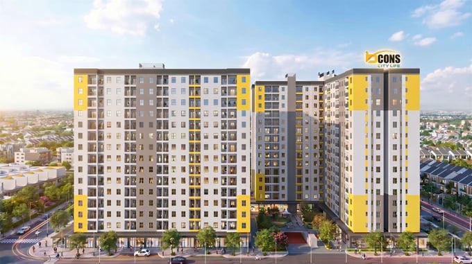 Dự án khu nhà ở xã hội tại khu đô thị phức hợp Bcons City Life gồm 2 block cao 15 tầng nổi và 1 tầng hầm cung cấp cho thị trường 802 căn hộ có diện tích 31,5 - 51,6 m2.