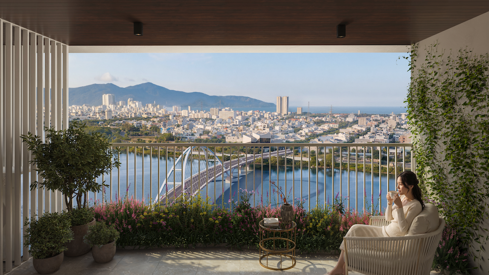 Vị trí hiếm có mặt sông Hàn đem lại cho cư dân S-Light Tower đặc quyền thưởng lãm tầm view sông - núi - biển - pháo hoa DIFF. Ảnh: Sun Property.