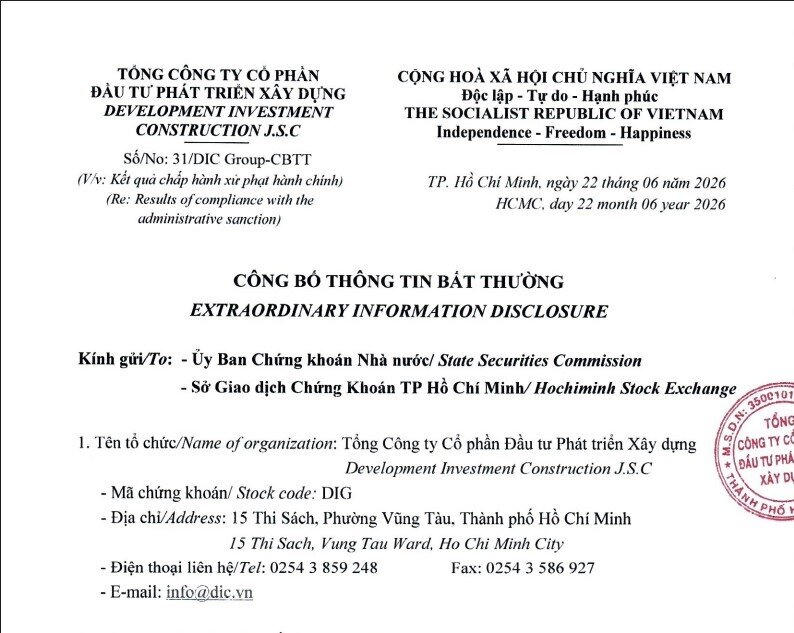 DIG lên tiếng về sai phạm lô trái phiếu 600 tỷ đồng