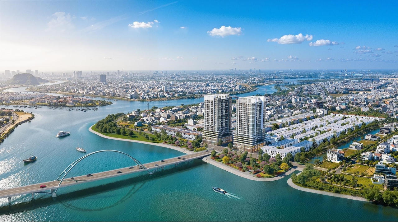 Phối cảnh vị trí dự án S-Light Tower soi bóng sông Hàn. Ảnh: Sun Property.