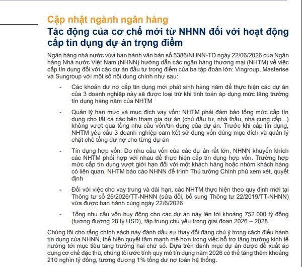 VNDirect: Bơm vốn cho 18 siêu dự án của Vingroup, Sun Group, Masterise: Ngân hàng nào hưởng lợi?