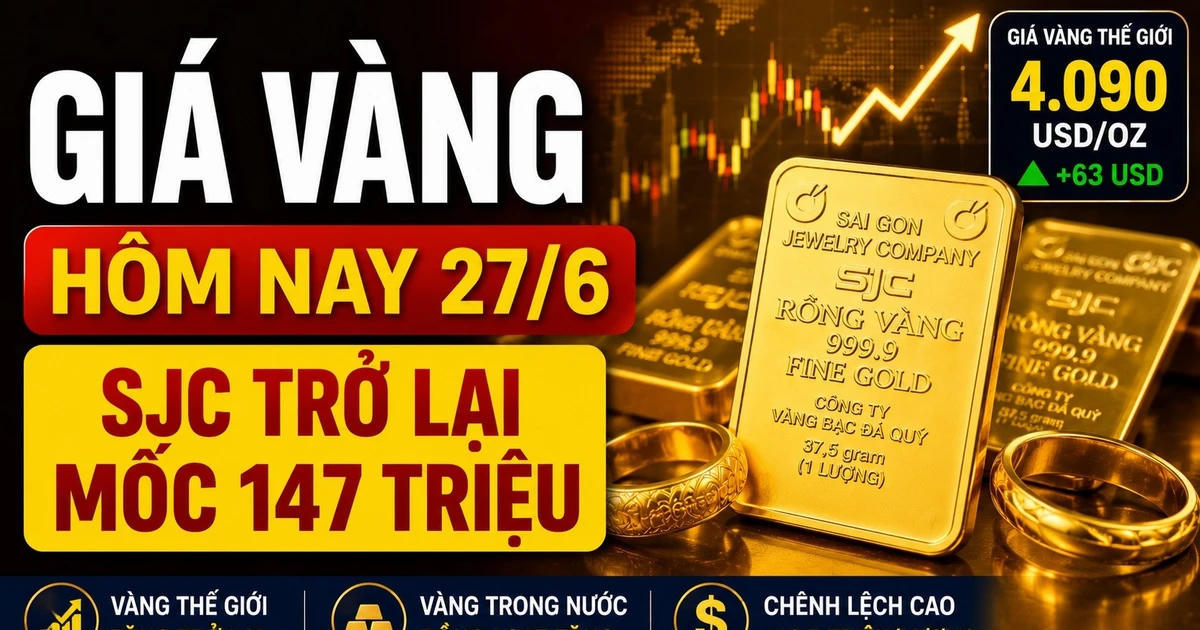 Giá vàng hôm nay sáng 27/6: SJC, DOJI, PNJ đồng loạt tăng