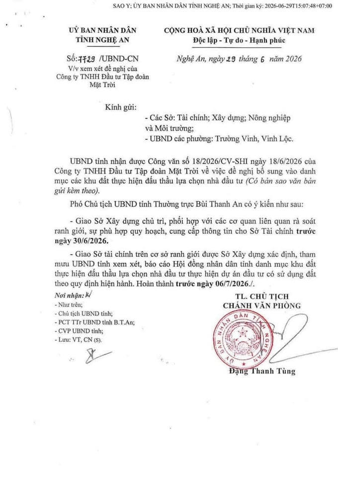 UBND tỉnh Nghệ An có văn bản giao các sở ngành rà soát.