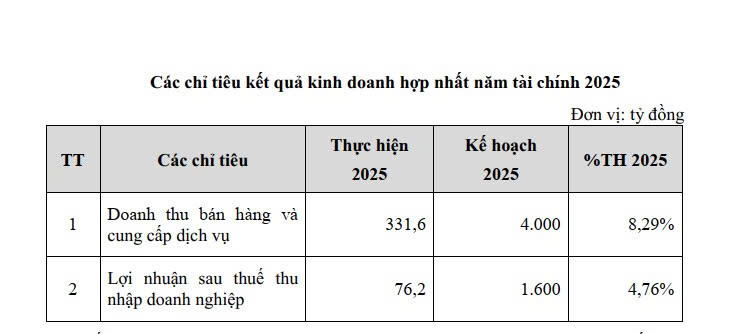 Chỉ tiêu kết quả kinh doanh hợp nhất năm 2025 của CRV (Nguồn: CRV)