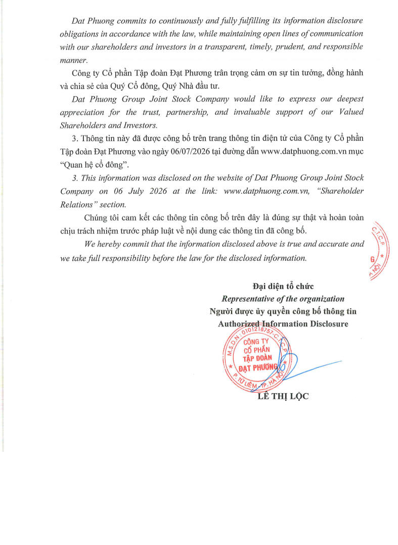 Cổ đông DPG lưu ý! Đạt Phương chính thức lên tiếng về vụ việc liên quan đến xử phạt các cá nhân về giao dịch 