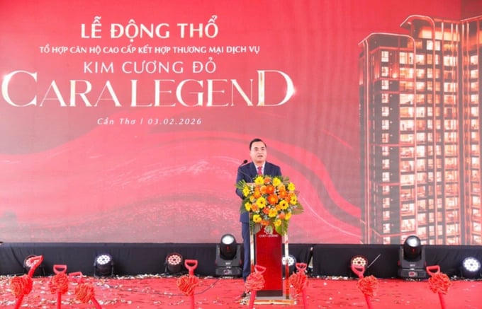 Ông Dương Quốc Thủy, Tổng Giám đốc Cara Group phát biểu tại buổi lễ khởi công dự án Cara Legend