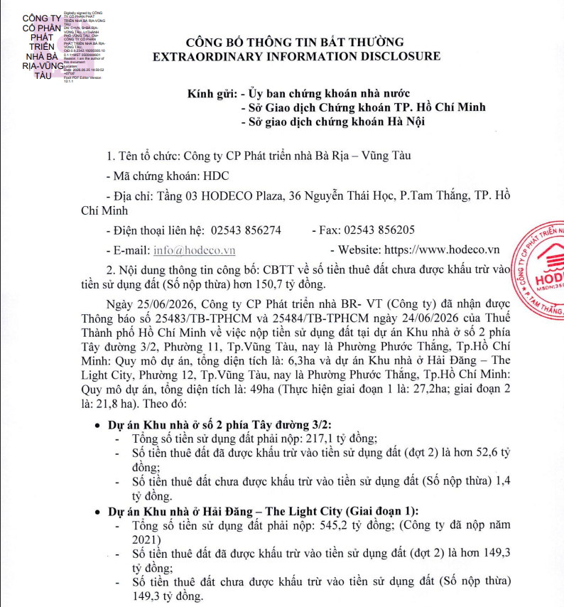 Hodeco (HDC) nộp thừa hơn 150 tỷ tiền sử dụng đất, The Light City sẽ tiếp tục là dự án trọng điểm trong năm nay?

