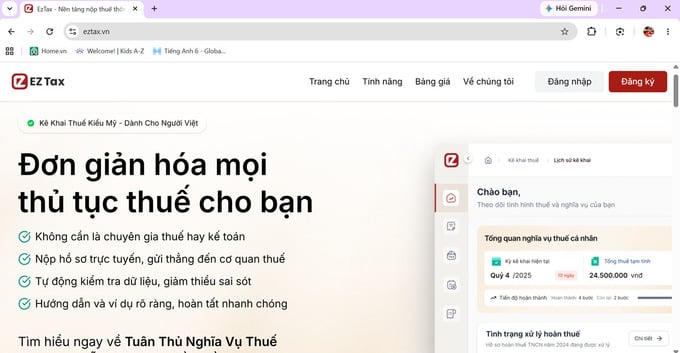 Nền tảng EZ Tax hỗ trợ hộ kinh doanh.